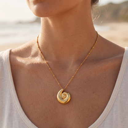 Asea Shell Charm Necklace — worn by model
