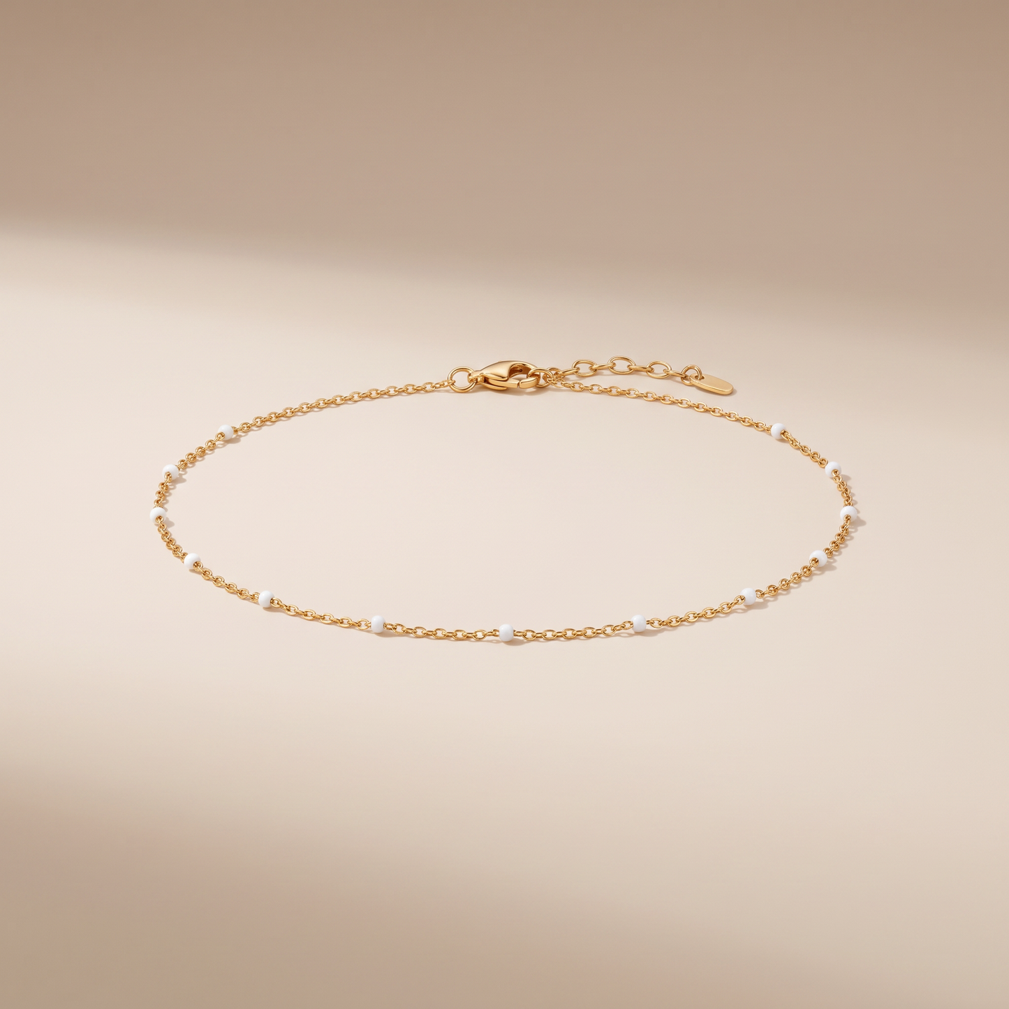 Asea White Bead Anklet — front view
