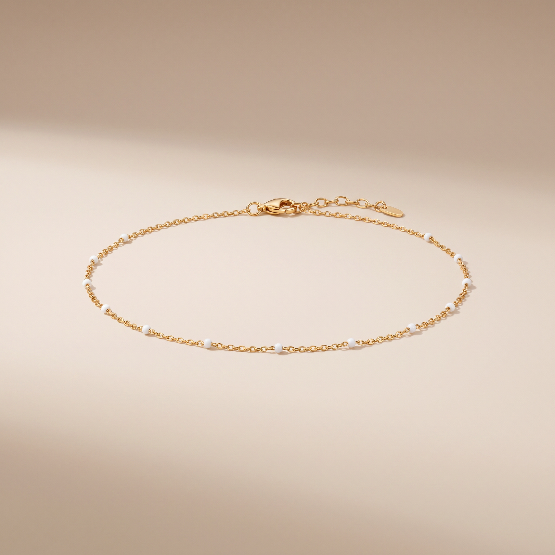 Asea White Bead Anklet — front view