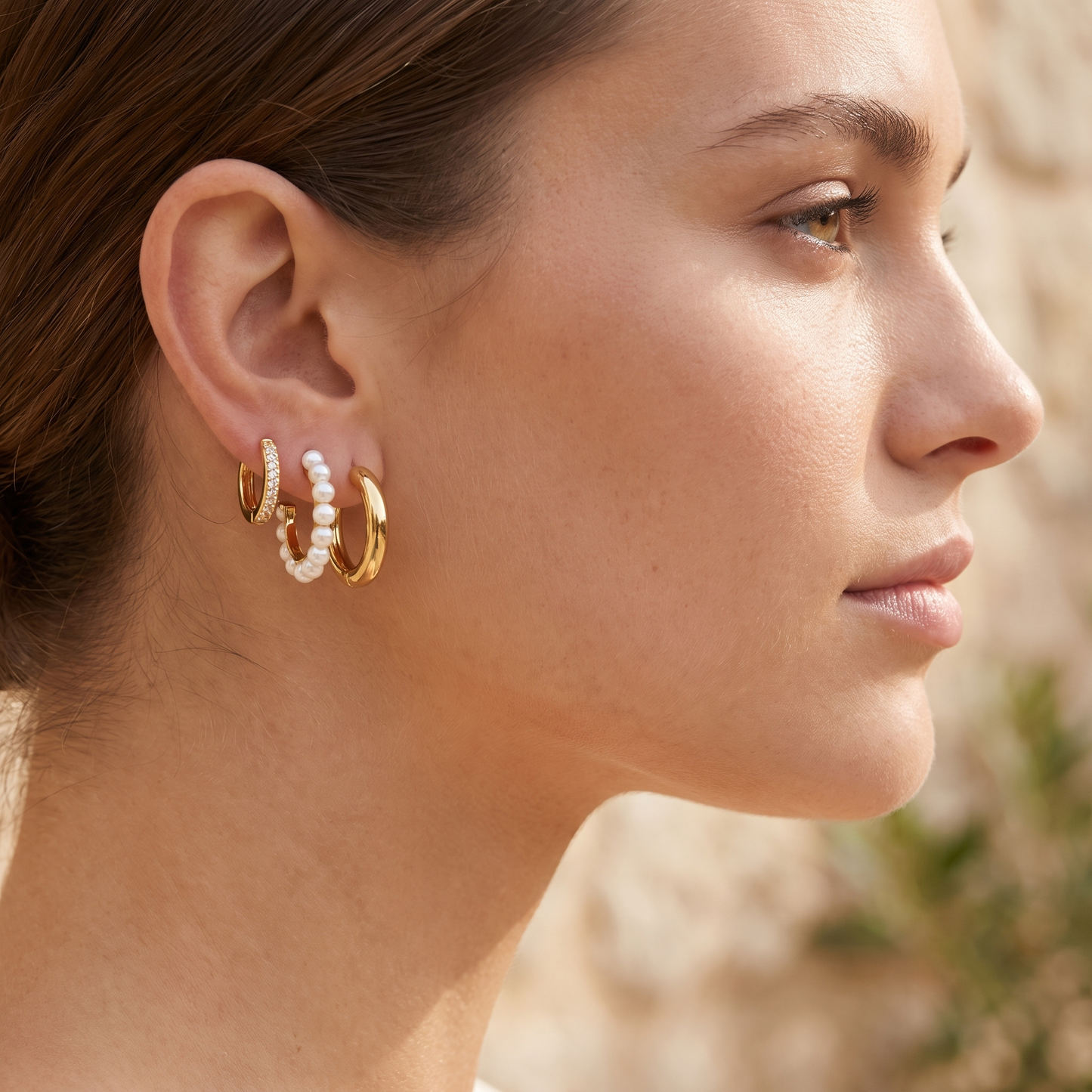 Asea Daily Earrings Trio Set — worn by model