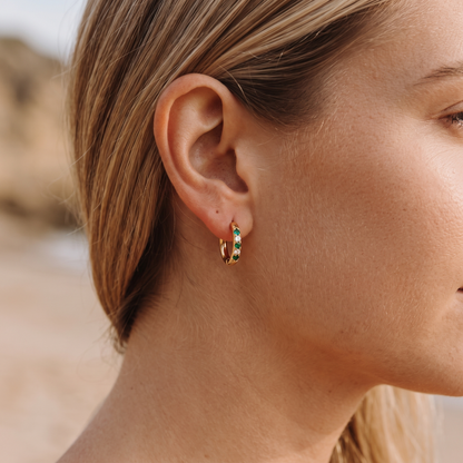 Asea Eden Green Crystal Hoops — worn by model