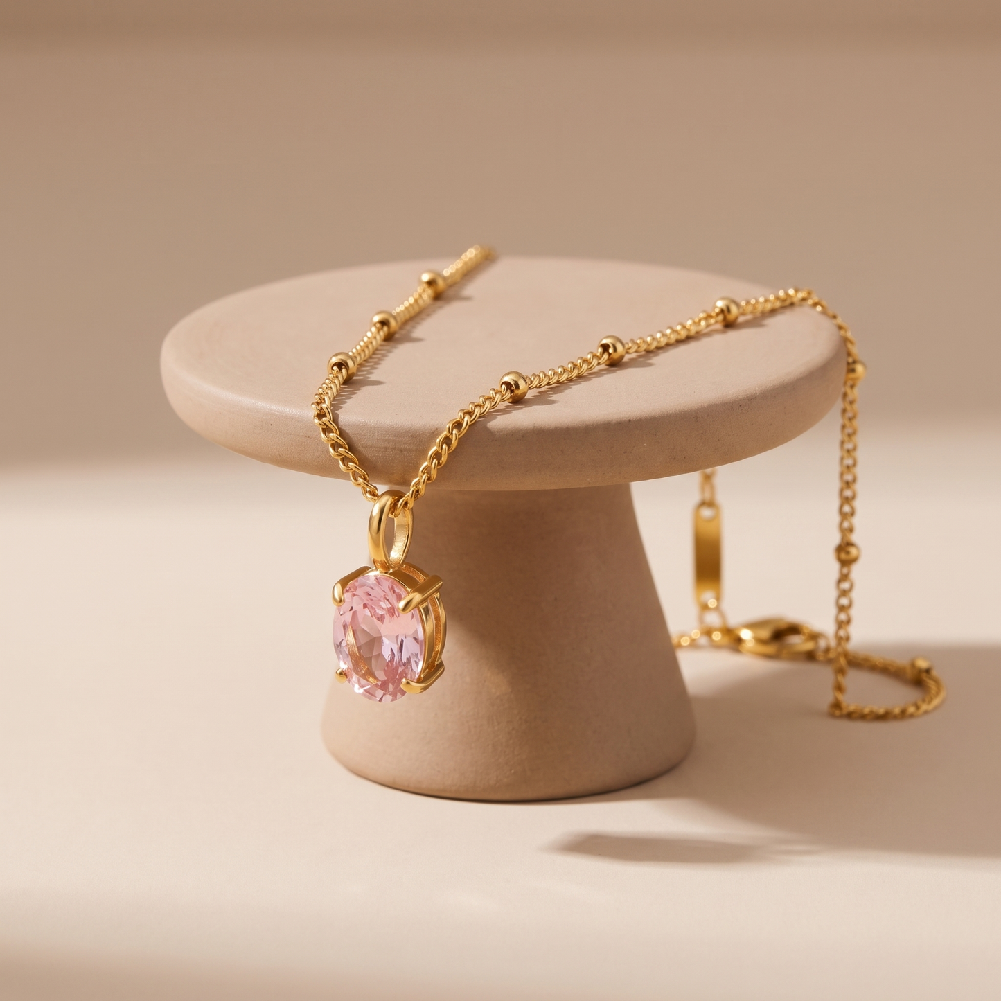 Asea Rosé Pendant Necklace — angle