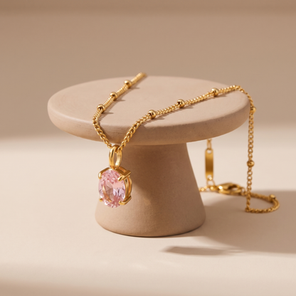 Asea Rosé Pendant Necklace — angle