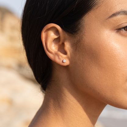 Asea Zircon Solitaire Studs — worn by model