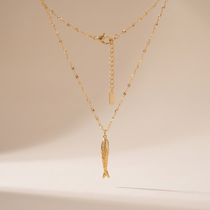 Asea Lucky Fish Charm Necklace — front view