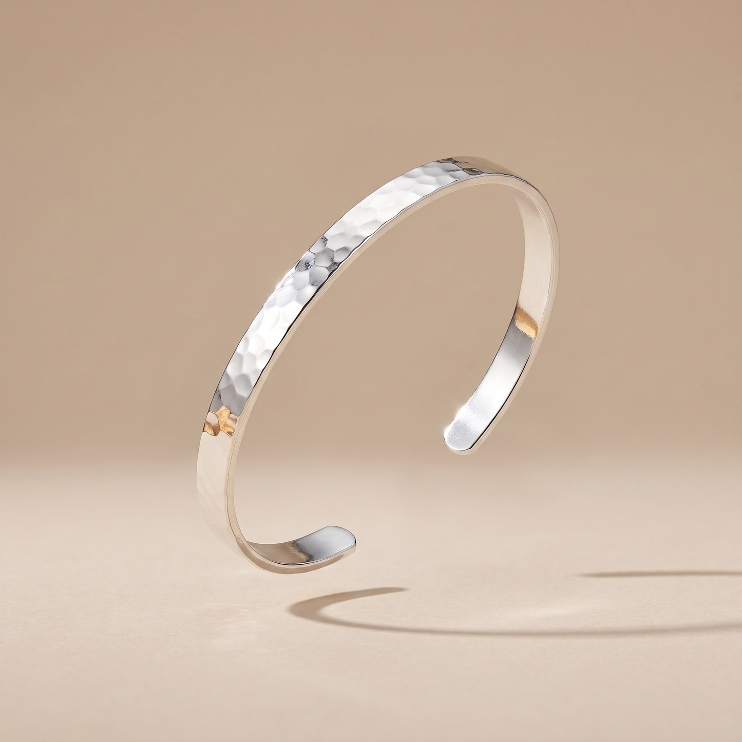 Asea Hammered Gold Cuff Bracelet — Silver Color