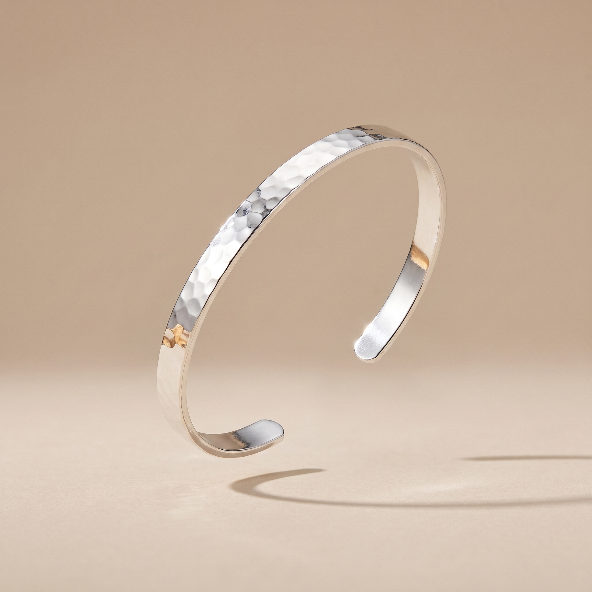 Asea Hammered Gold Cuff Bracelet — Silver Color