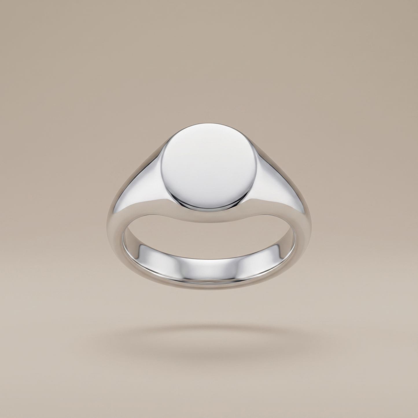 Asea Polished Oval Signet Ring — Silver Color
