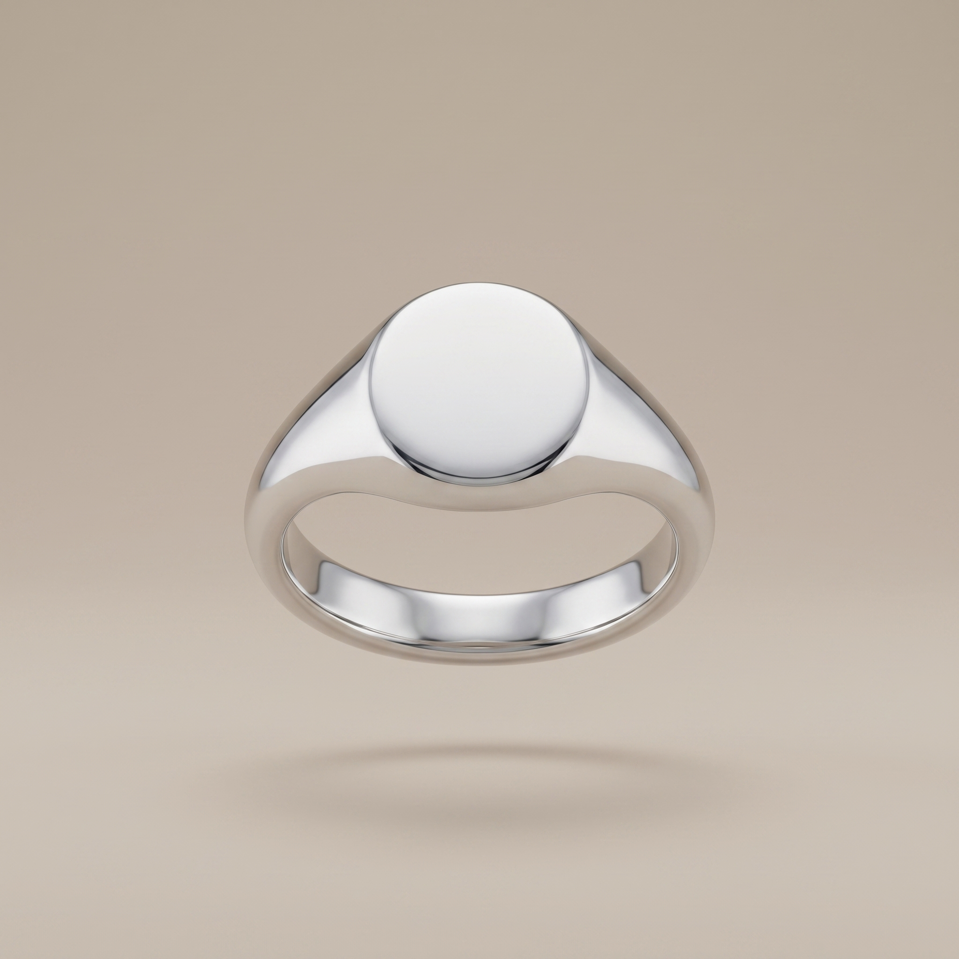 Asea Polished Oval Signet Ring — Silver Color