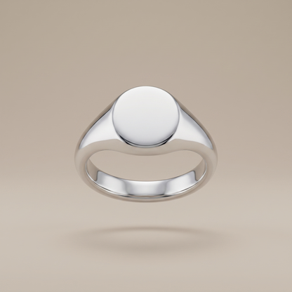 Asea Polished Oval Signet Ring — Silver Color