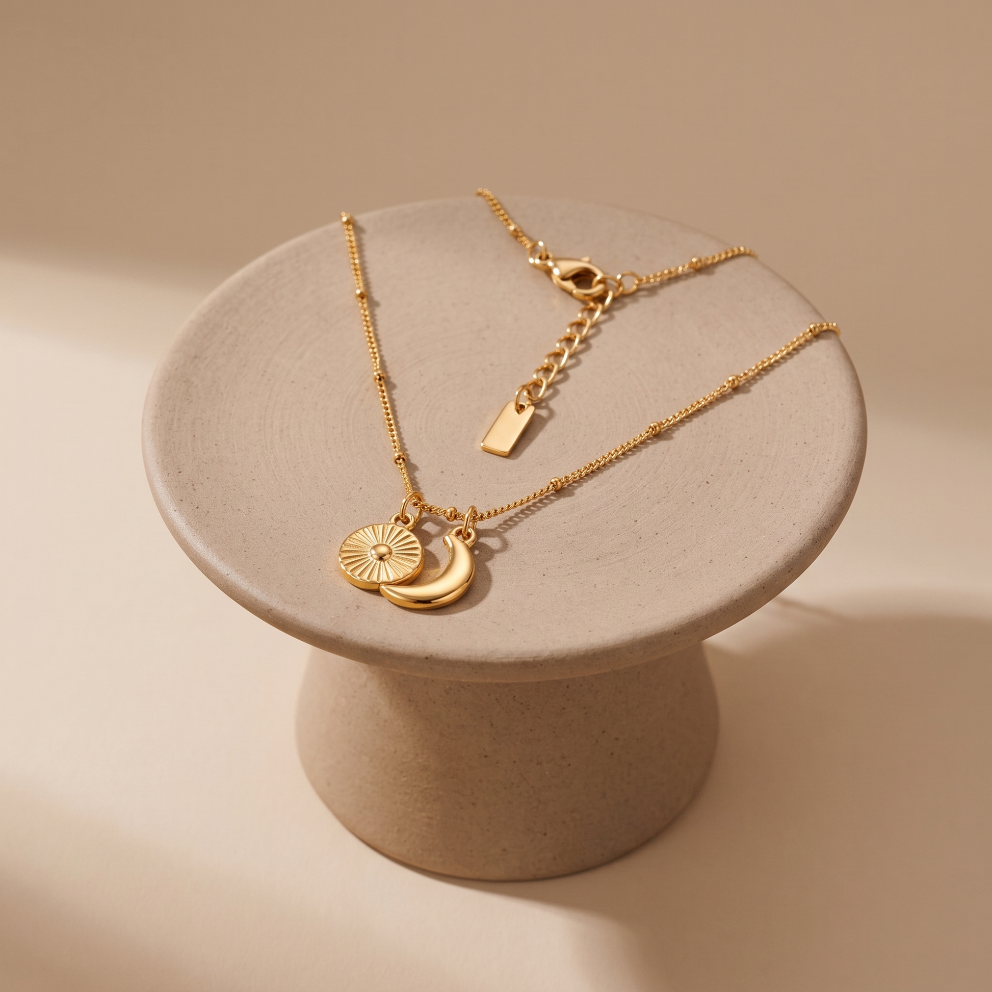 Asea Sun & Moon Charm Necklace — angle