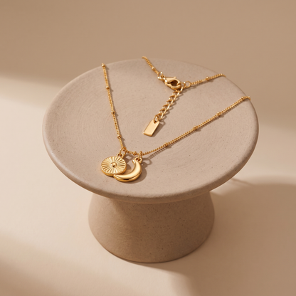 Asea Sun & Moon Charm Necklace — angle