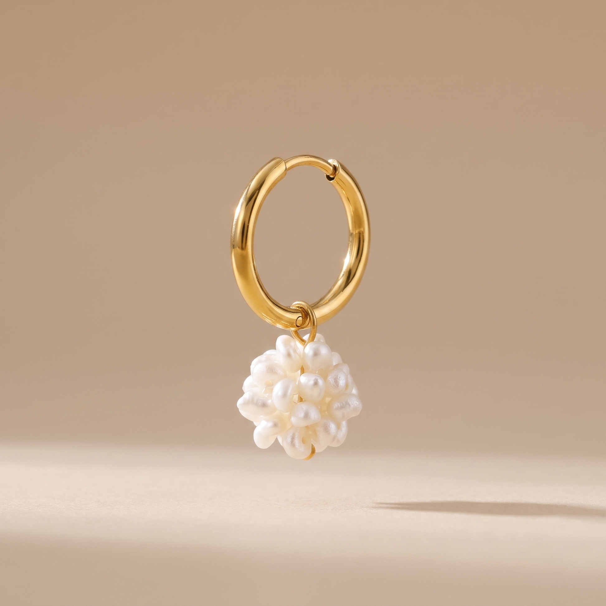 Asea Mini Pearl Hoops — front view