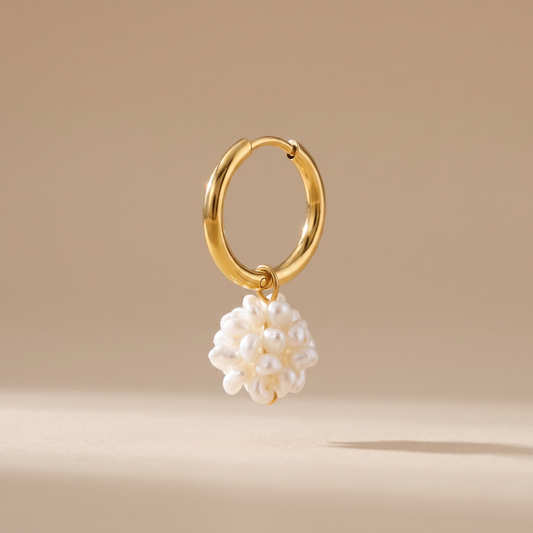 Asea Mini Pearl Hoops — front view