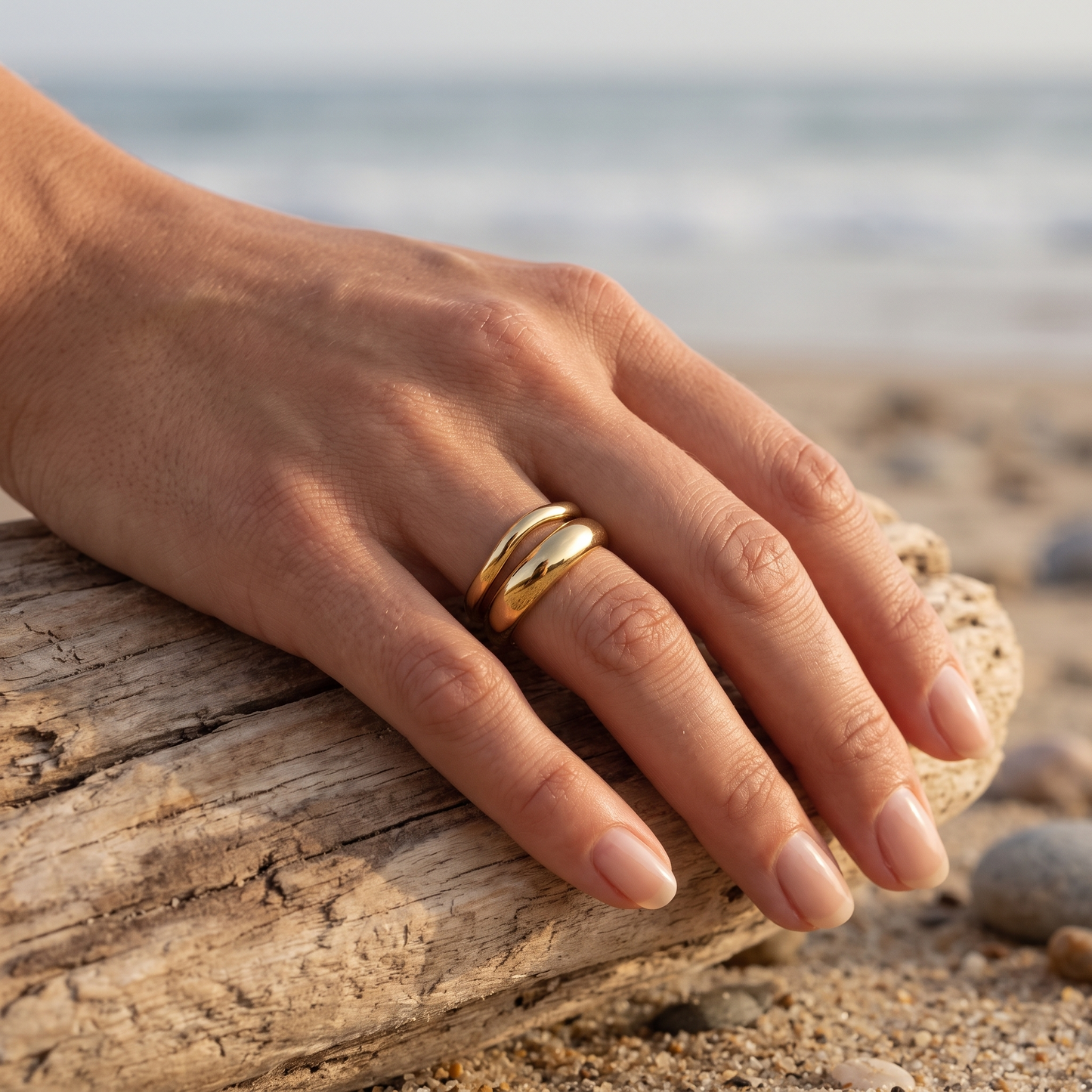 Asea Twin Flame Stacking Ring Set — worn by model