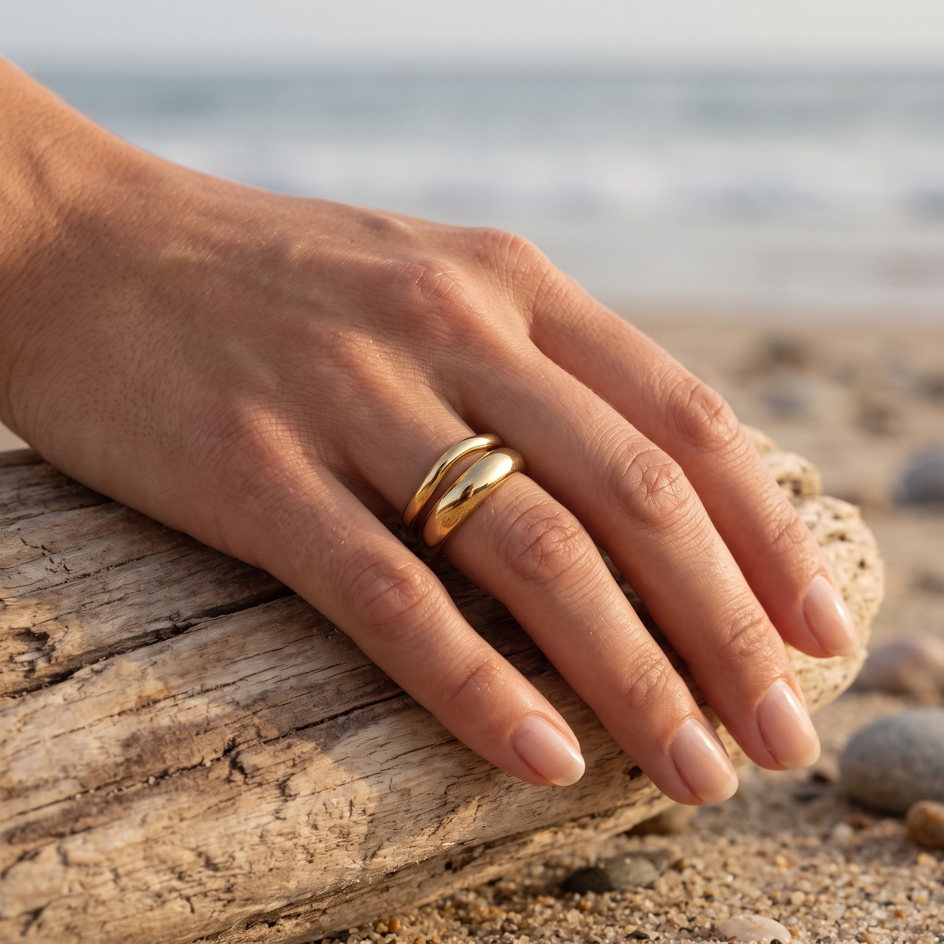 Asea Twin Flame Stacking Ring Set — worn by model