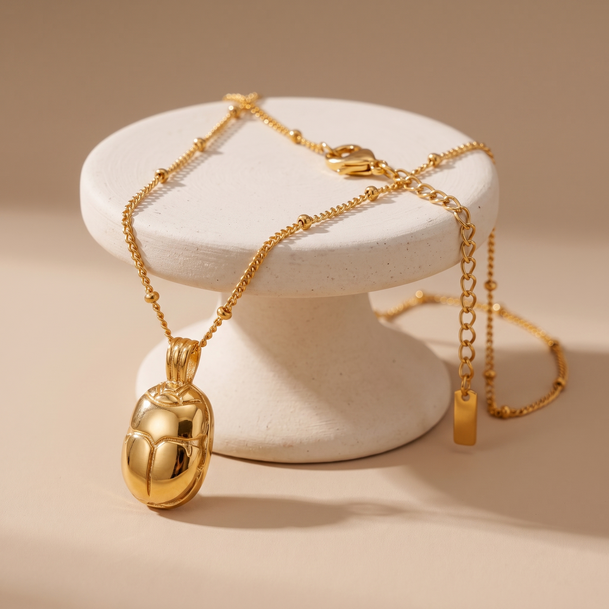 Asea Scarab Charm Necklace — angle