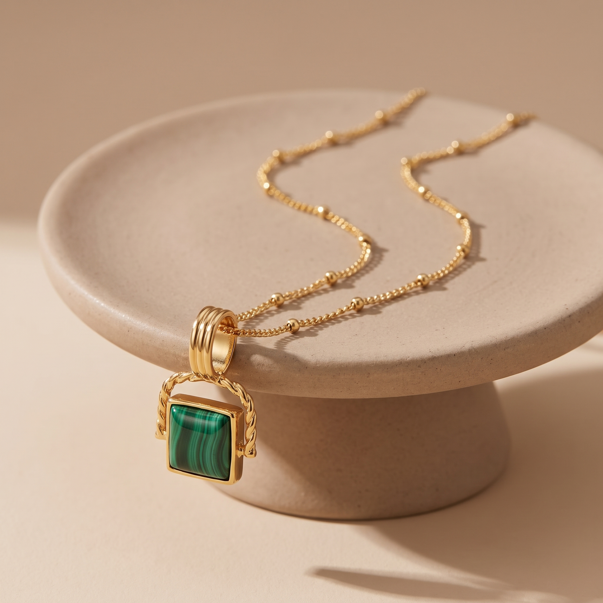 Asea Malachite Pendant Necklace — angle