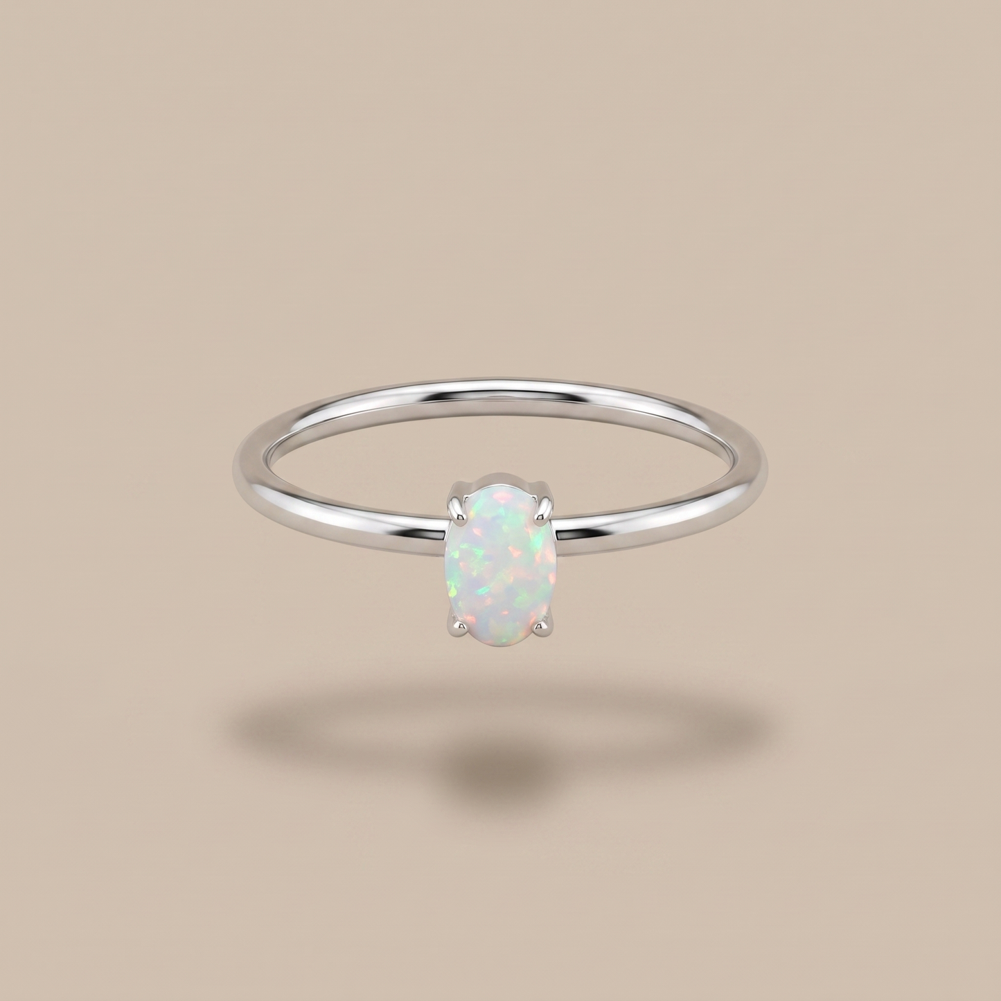 Asea Oval White Opal Ring — Silver color