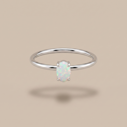 Asea Oval White Opal Ring — Silver color