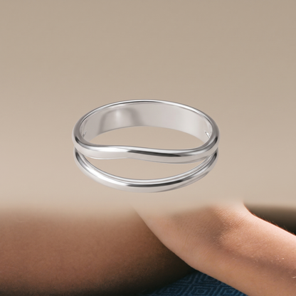 Asea Breeze Double Band Ring — Silver Color