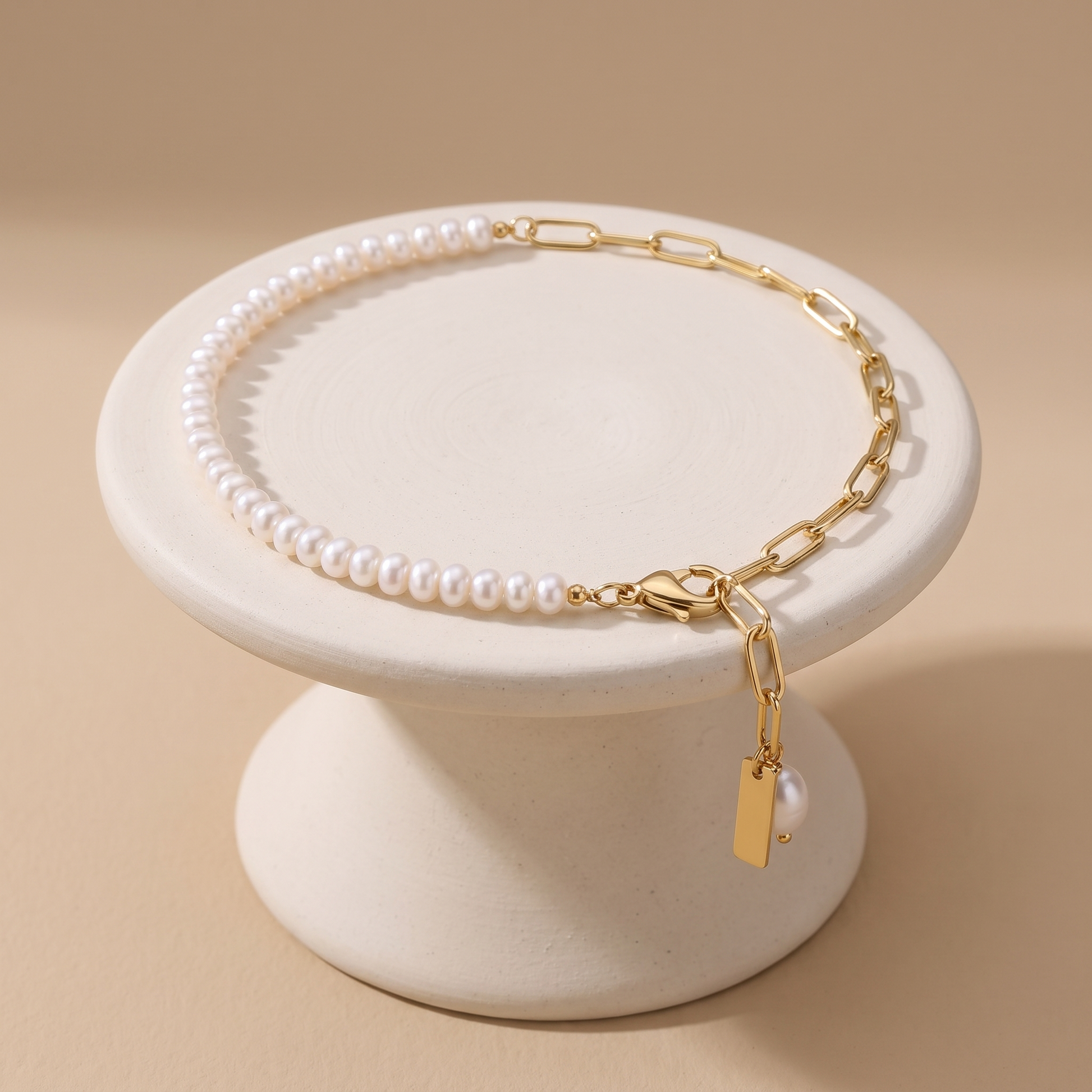 Asea La Palma Layered Pearl Anklet — angle
