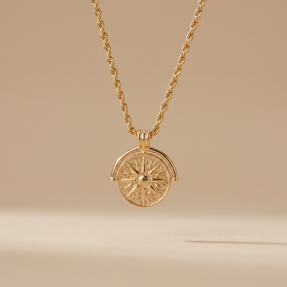 Asea Gold Sun Pendant Necklace — 14K Gold Color