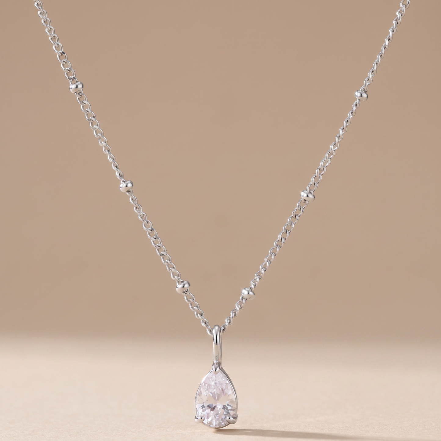 Asea Nova Teardrop Necklace — Silver Color