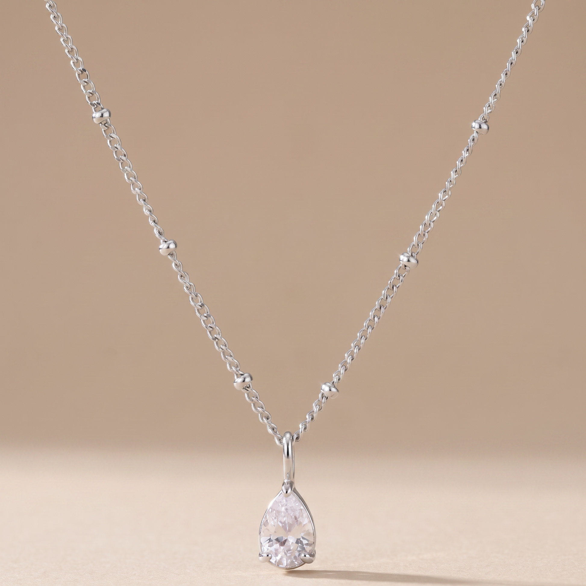 Asea Nova Teardrop Necklace — Silver Color