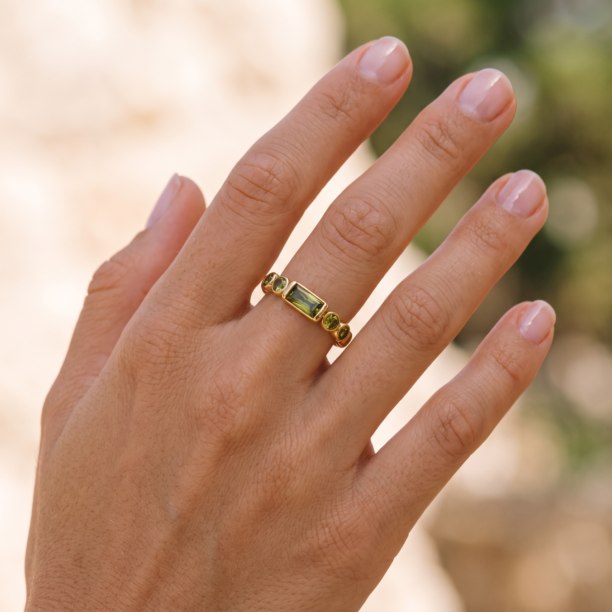 Asea Green Beacon Zircon Ring — worn by model