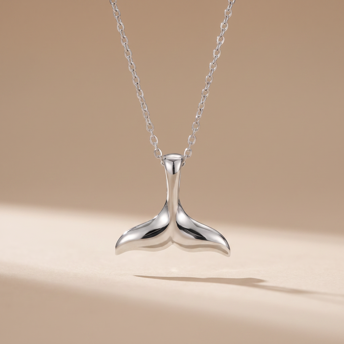 Asea Whale Tail Pendant Necklace — Silver color