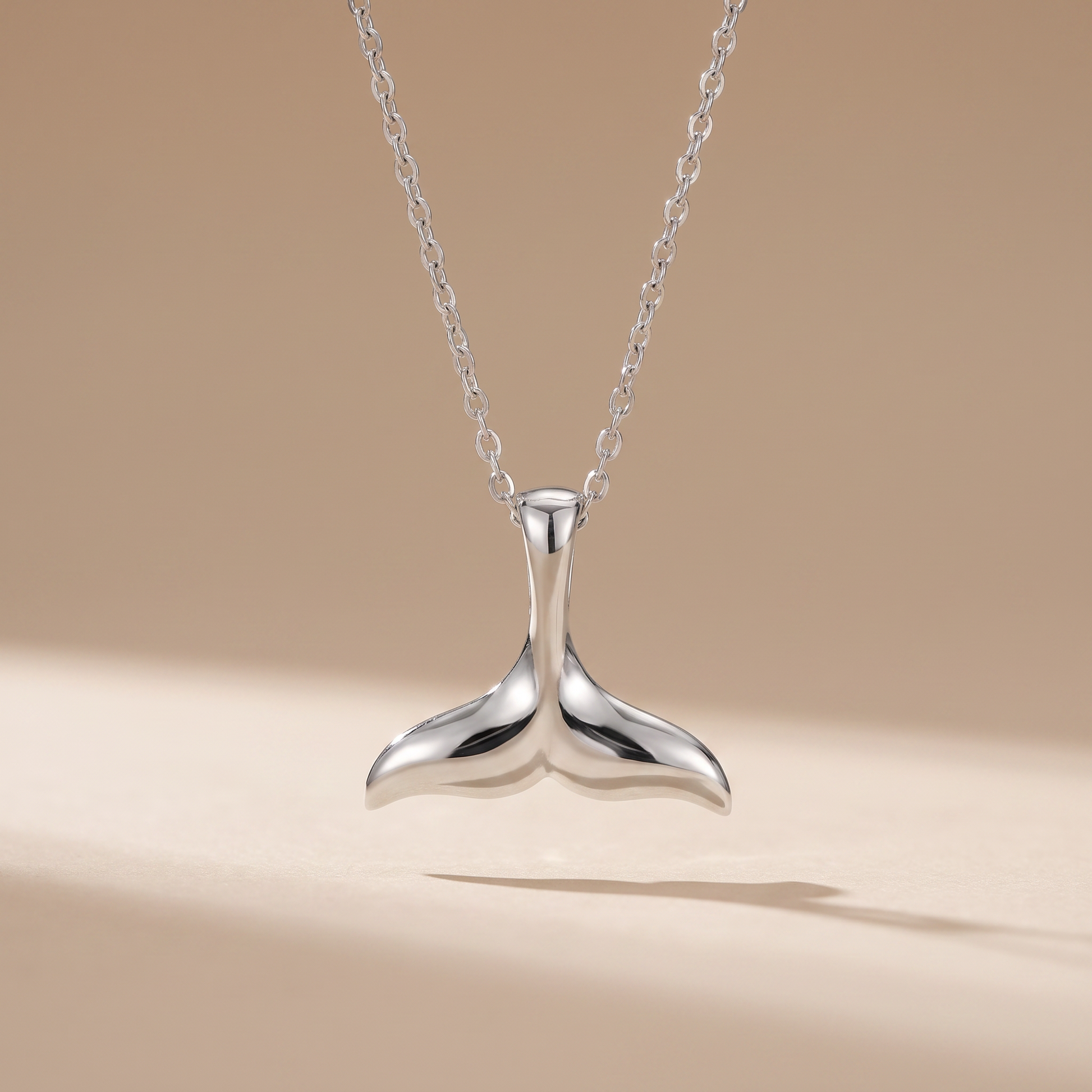 Asea Whale Tail Pendant Necklace — Silver color