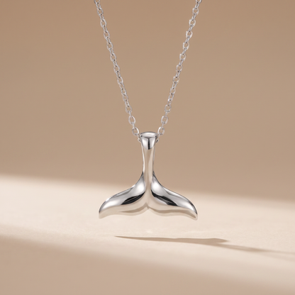 Asea Whale Tail Pendant Necklace — Silver color