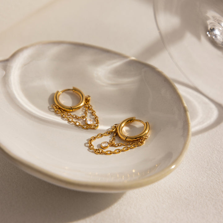 Nerea Draped Stone Huggie Earrings