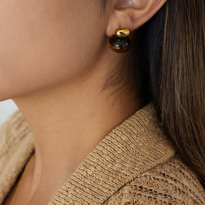 Sirocco Gilded Pebble Stud Earrings