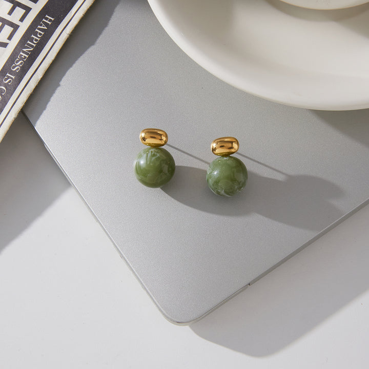 Seagrass Veined Orb Stud Earrings