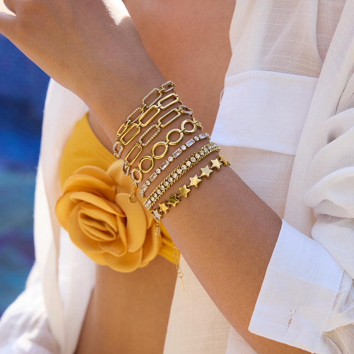 Solana Faceted Ring-Link Bracelet