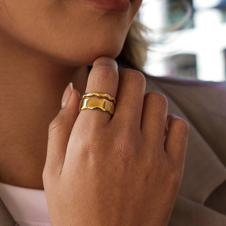 Calanque Rippled Duo Ring