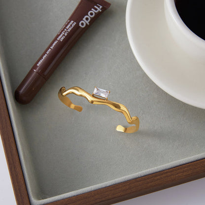 Lerici Wave-Cut Stone Cuff Bracelet