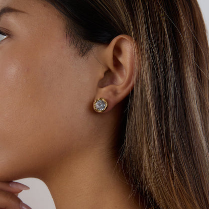 Cala Textured Bezel Stud Earrings