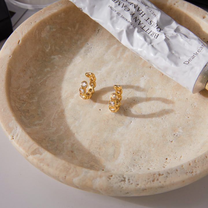 Salina Hammered Zirconia Cuff Earrings