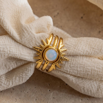 Alba Sunburst Triple Band Ring