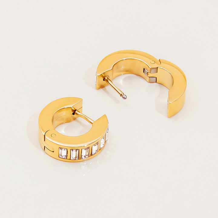 Marea Stone Channel Huggie Earrings