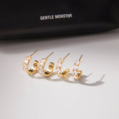 Duna Stone-Set Open Hoop Earrings