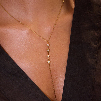 Marea Bezel Y-Drop Necklace