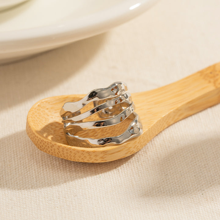 Marea Hammered Stacked Ring