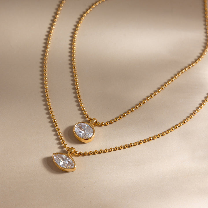 Solene Petal-Cut Beaded Chain Necklace