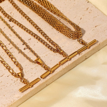 Salina Curb-Link T-Bar Necklace