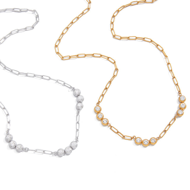Salina Bezel Cluster Chain Necklace