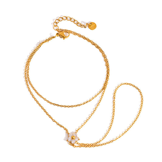 Solene Petal Finger Chain Bracelet